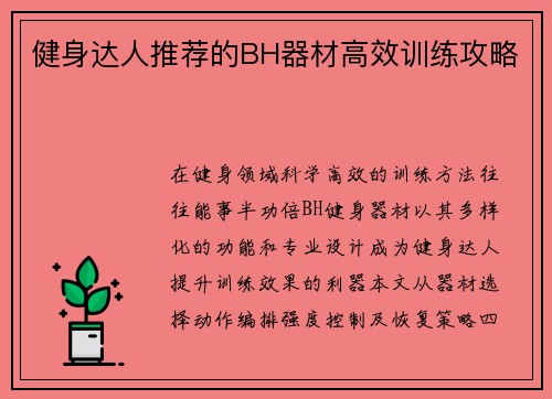 健身达人推荐的BH器材高效训练攻略